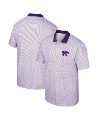 Men's White, Purple Kansas State Wildcats Print Stripe Polo Shirt