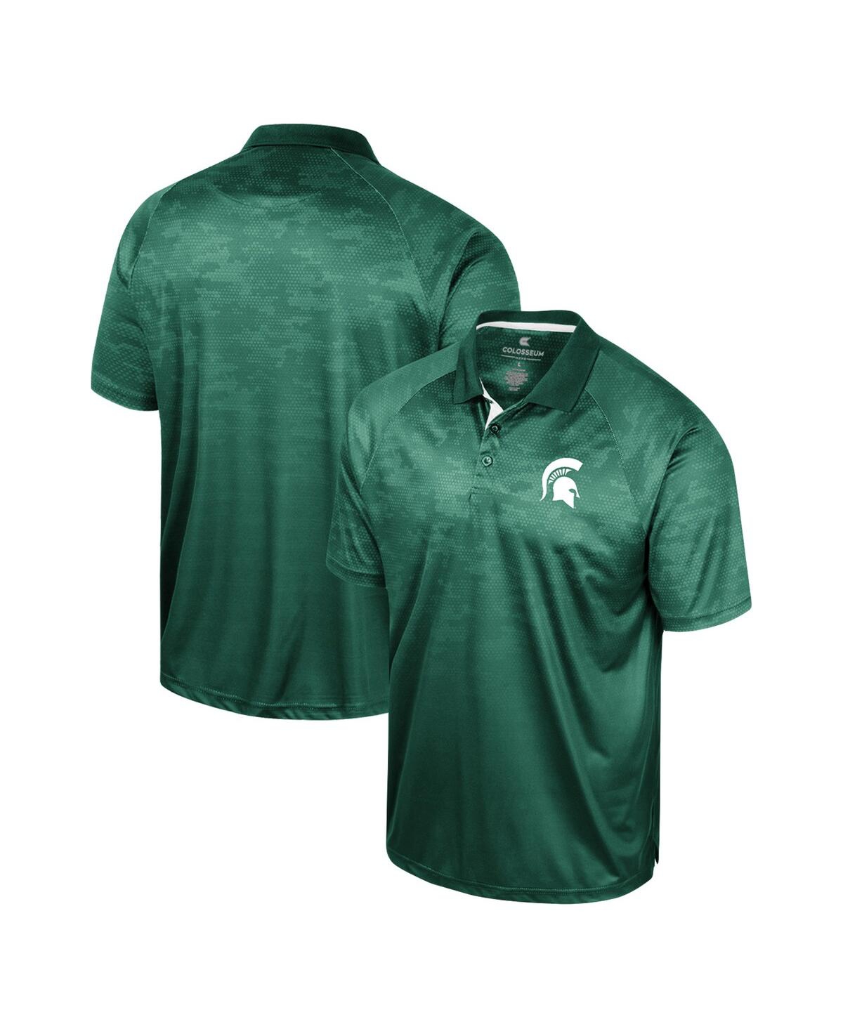 Shop Colosseum Men's  Green Michigan State Spartans Honeycomb Raglan Polo Shirt