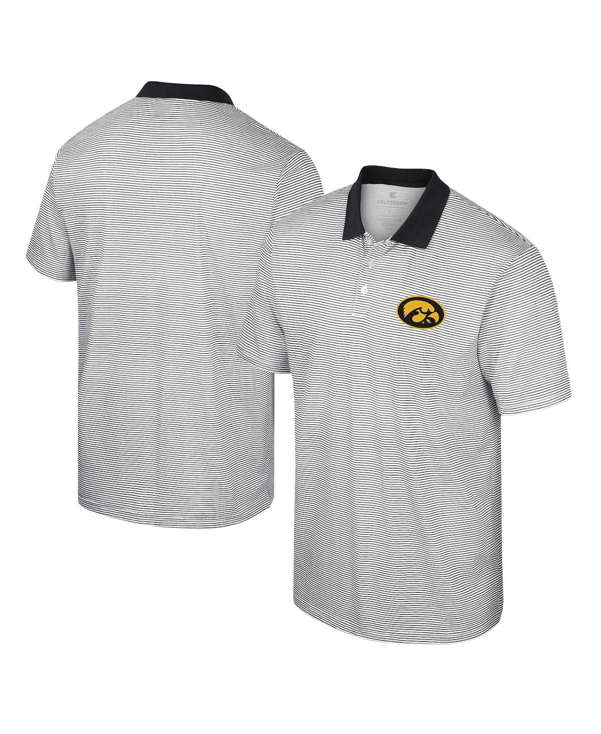 Shop Colosseum Men's  White Iowa Hawkeyes Print Stripe Polo Shirt