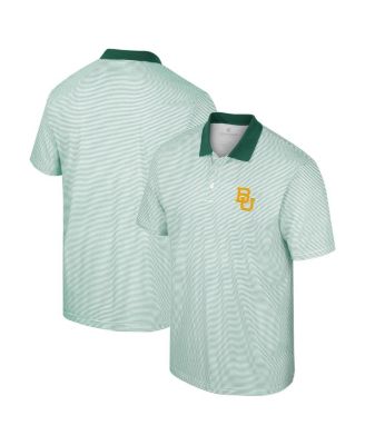 Men's White, Green Baylor Bears Print Stripe Polo Shirt