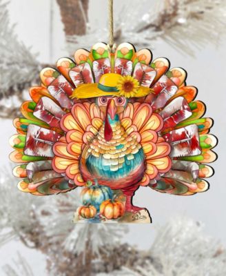 Holiday Wooden Ornaments Thanksgiving Turkey Home Decor G. DeBrekht