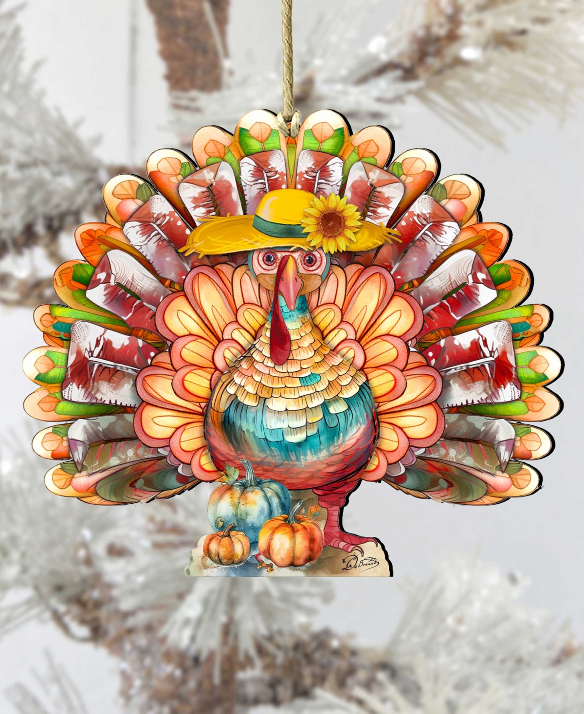 Designocracy Holiday Wooden Ornaments Thanksgiving Turkey Home Decor G. Debrekht In Multi Color