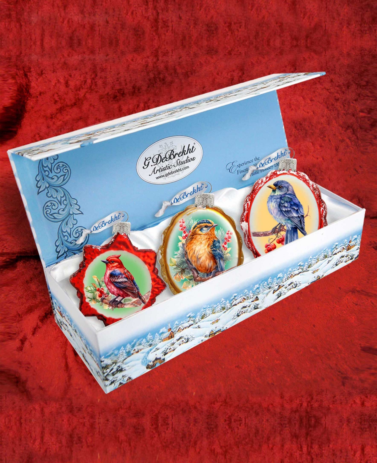 Shop Designocracy Forest Birds Keepsake Mercury Glass Christmas Ornaments Set Of 3 G. Debrekht In Multi Color