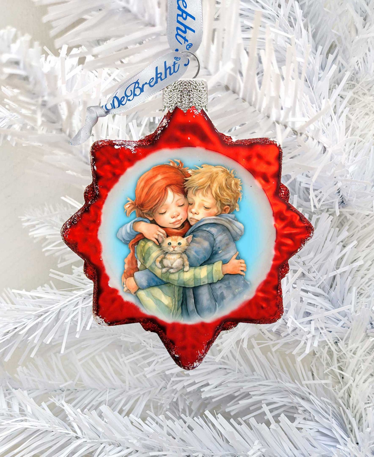 Designocracy Brother And Sister Keepsake Mercury Christmas Glass Ornaments G. Debrekht In Multi Color