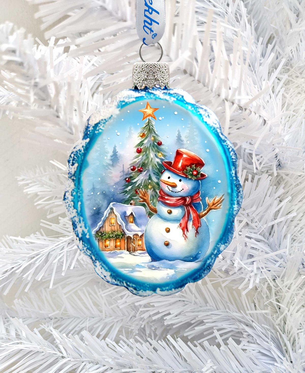 Designocracy Snowman And Christmas Tree Keepsake Glass Christmas Ornaments G. Debrekht In Multi Color
