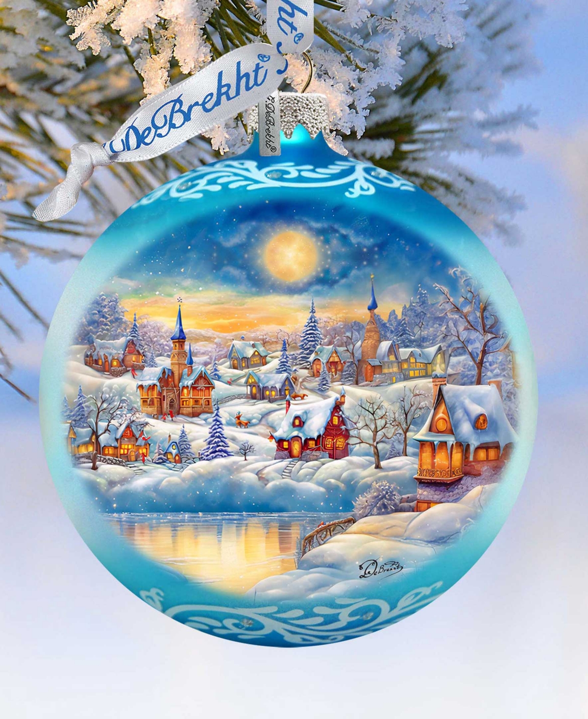 Designocracy Magic Winter Village Ball Mercury Glass Christmas Ornaments G. Debrekht In Multi Color
