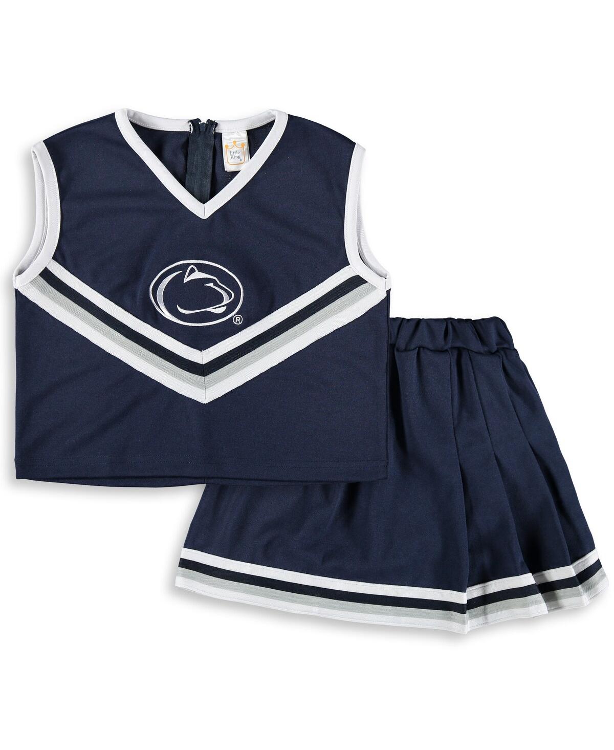 Little King Apparel Kids' Big Girls Navy Penn State Nittany Lions Two-piece Cheer Set