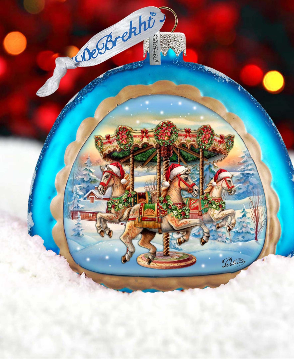 Shop Designocracy Christmas Carousel Rainbow Holiday Mercury Glass Ornaments G. Debrekht In Multi Color