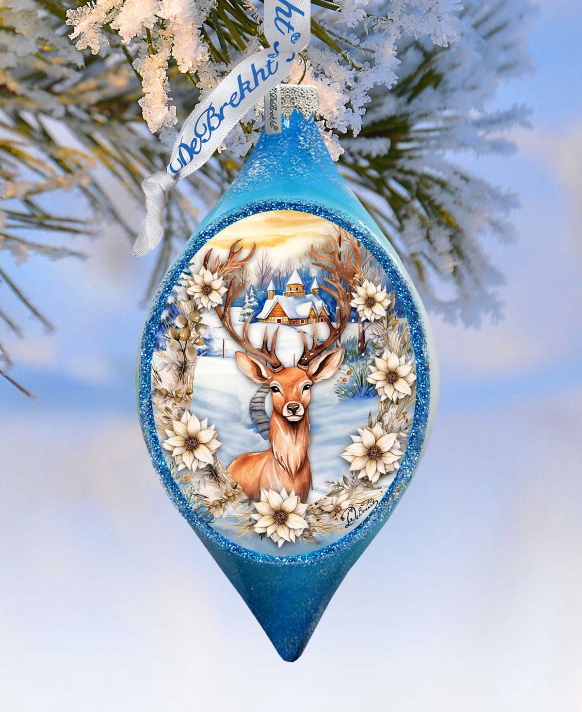 Designocracy Majestic Forest Deer Drop Holiday Mercury Glass Ornaments G. Debrekht In Multi Color