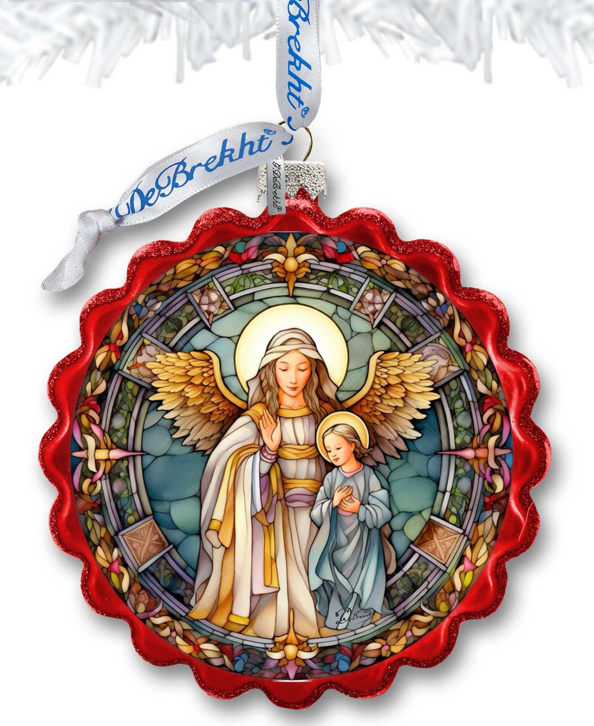 Designocracy Guardian Angel Wreath Mercury Christmas Glass Ornaments G. Debrekht In Multi Color