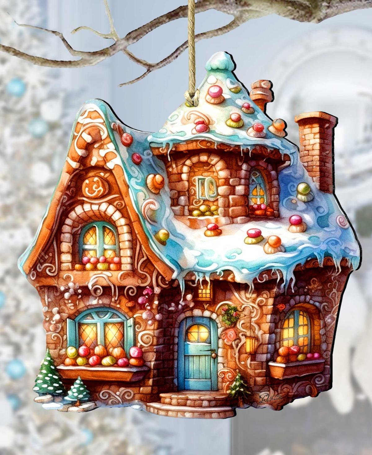Designocracy Gingerbread House Christmas Wooden Ornaments Holiday Decor G. Debrekht In Multi Color