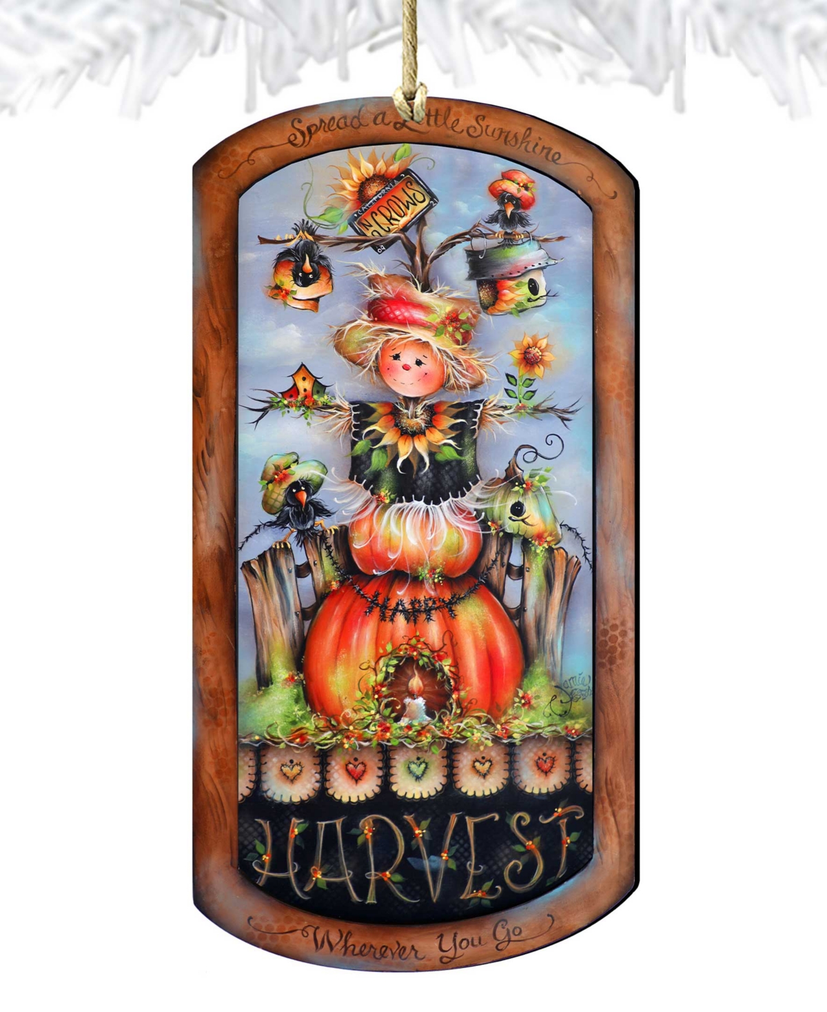 Designocracy Holiday Wooden Ornaments Harvest Pumpkin Scarecrow Home Decor J. Mills-price In Multi Color