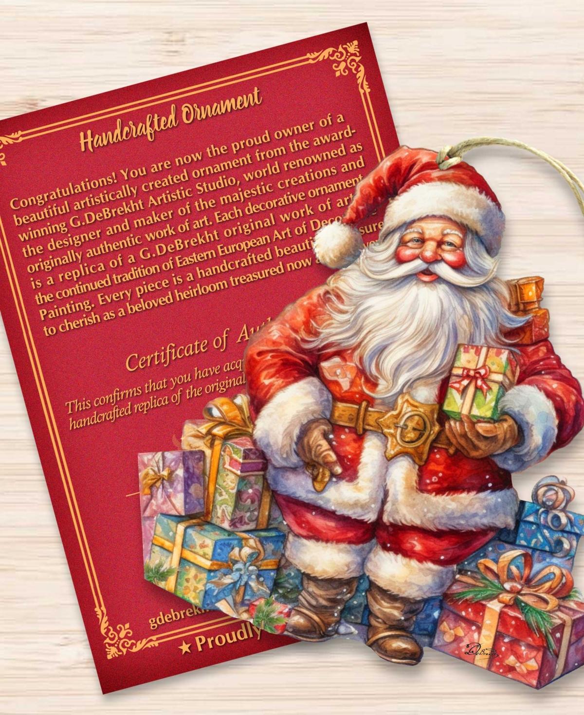 Shop Designocracy The Joy Of Giving Christmas Wooden Ornaments Holiday Decor G. Debrekht In Multi Color