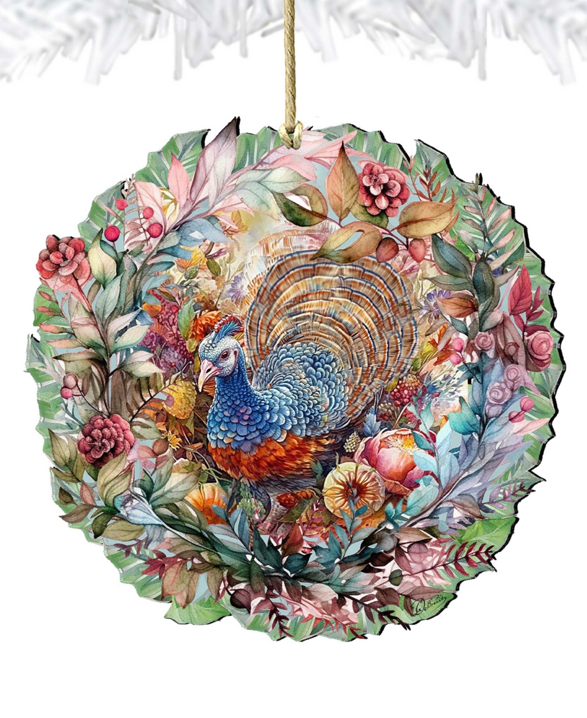Designocracy Holiday Wooden Ornaments Thanksgiving Turkey Wreath Home Decor G. Debrekht In Multi Color
