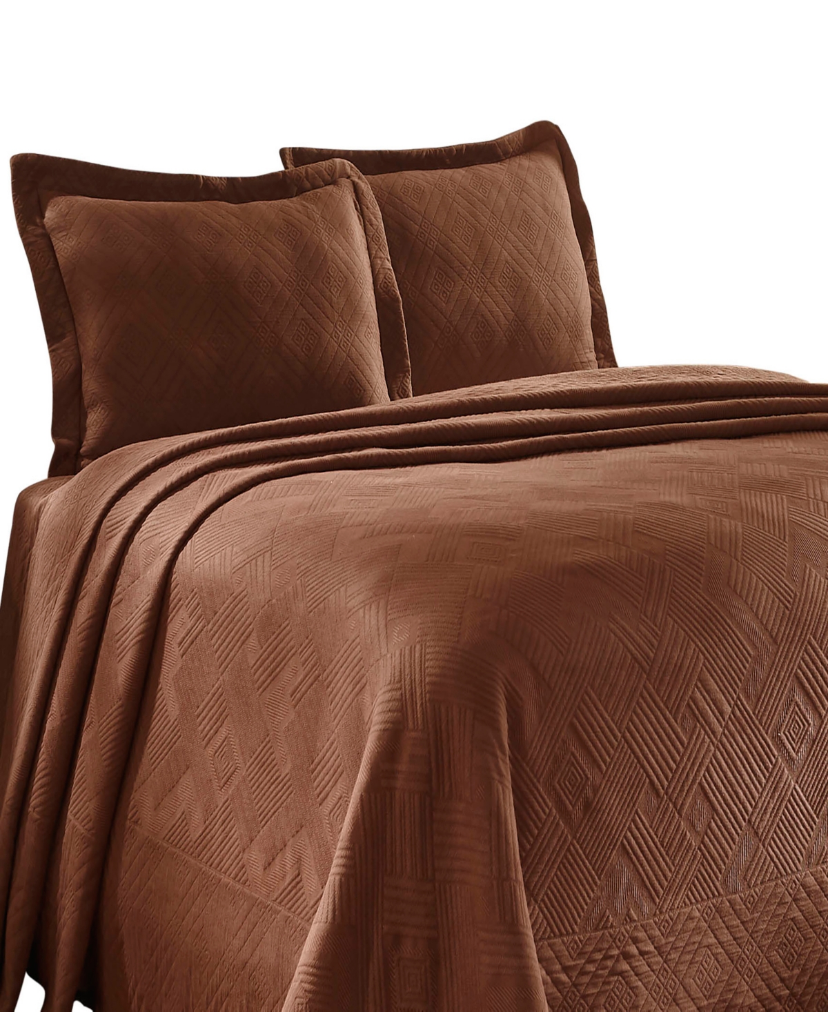 Closeout! Superior Geometric Fret Textured Jacquard Matelasse All-Season 3-Piece Bedspread Set, Full