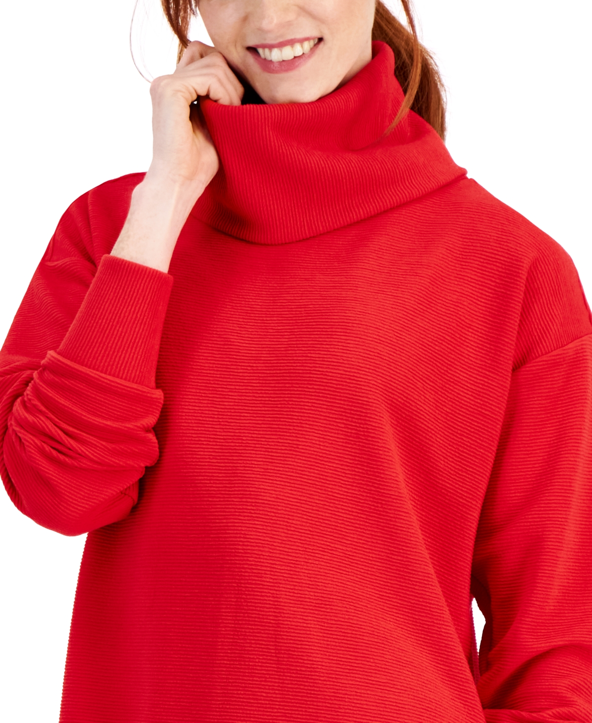 Women's Open-Back Long-Sleeve Pullover Top, Created for Macy's - Gumball Red