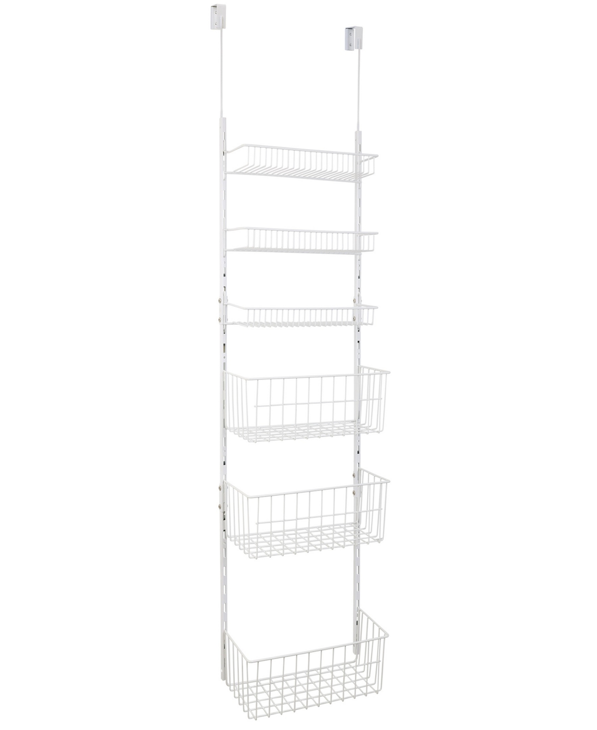 6-Tier Over the Door Pantry Organizer Rack with Adjustable Shelves - White