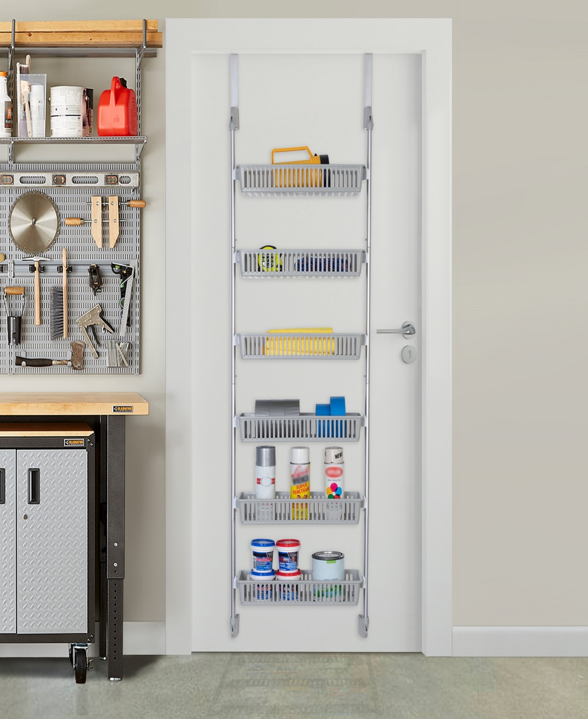 Shop Smart Design 6-tier Over-the-door Hanging Pantry Organizer With Full Baskets In Cool Gray