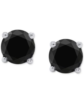 Macy's Black Diamond Stud Earrings (2 Ct. T.w.) In Sterling Silver - Macy's