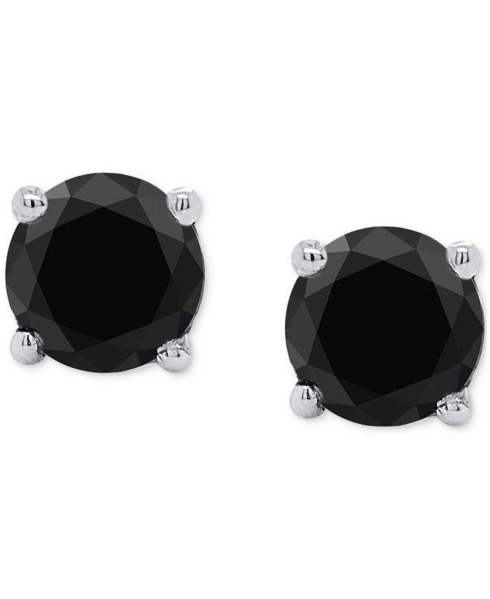 Macy's Black Diamond Stud Earrings (2 ct. t.w.) in Sterling Silver Macy's