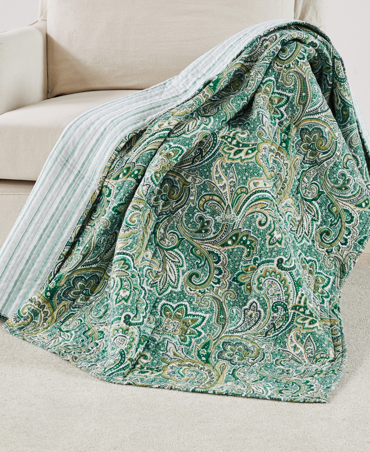 Levtex Home Kimpton Reversible Quilted Throw, 50" X 60" In Green