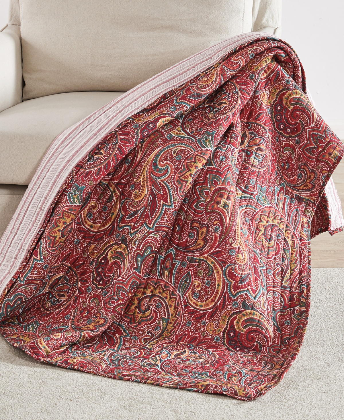 Shop Levtex Kimpton Reversible Quilted Throw, 50" X 60" In Red