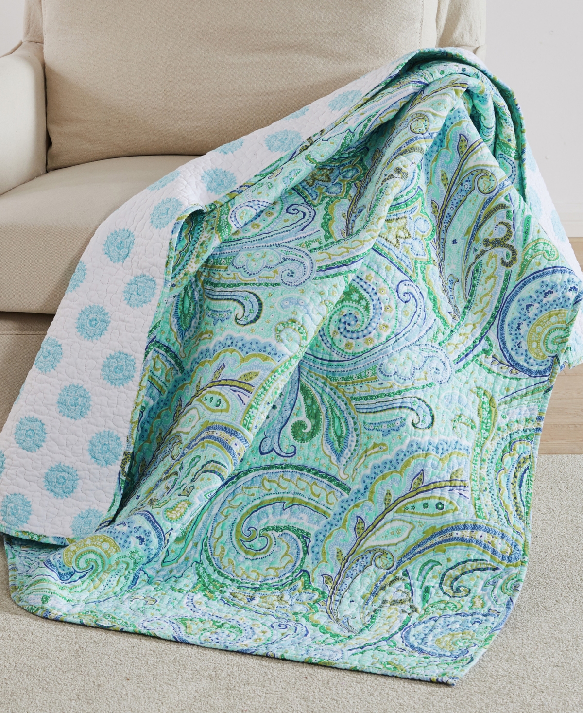 Levtex Spruce Paisley Reversible Quilted Throw, 50" X 60" In Teal