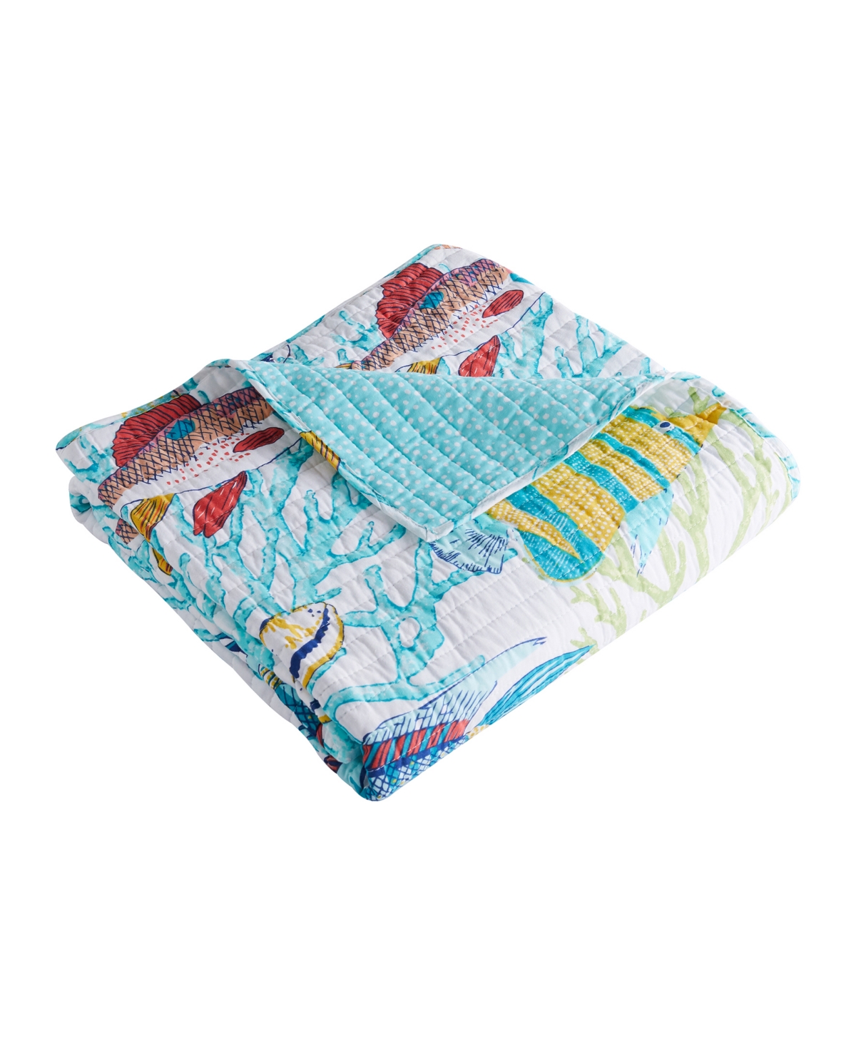 Levtex Beach Walk Coral Reef Reversible Quilted Throw, 50" X 60" In Multi