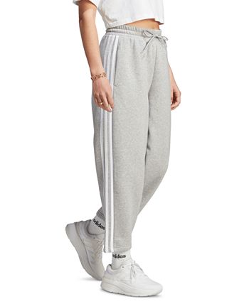 adidas Women s 3 Stripes Open Hem Fleece Joggers Macy s