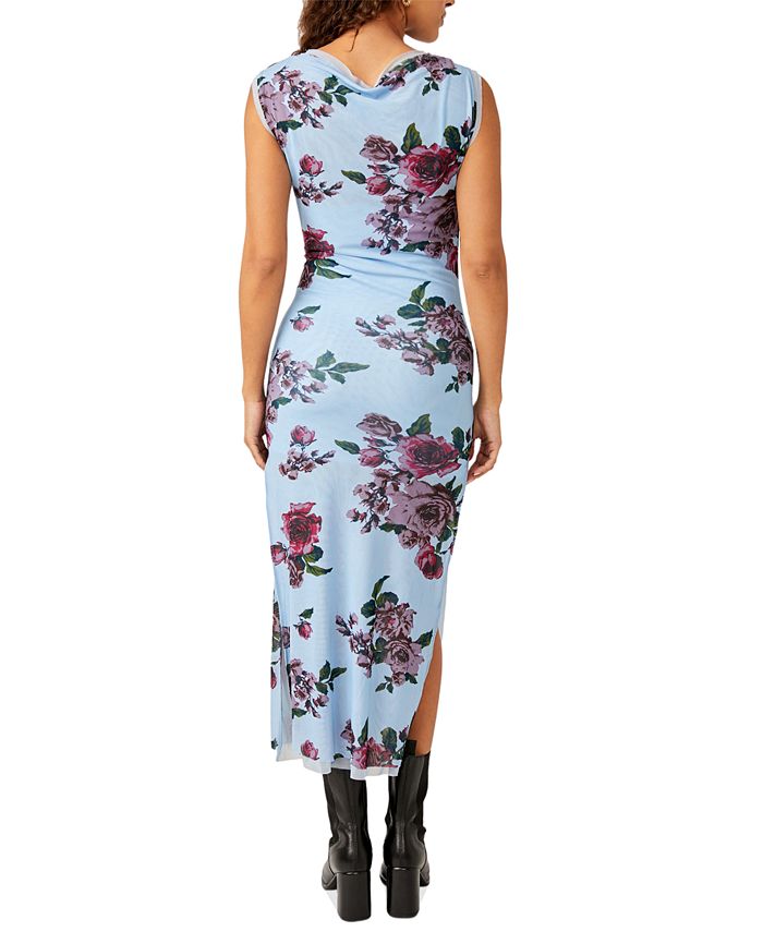 Women's Sexy One Shoulder Ruched Maxi Dress - Side Slit Cocktail Party Dress, Blue XX-Large