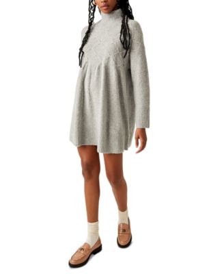 white christmas dresses NEW Free People Beige Long Sleeve Ribbed Knit Shawl Mini Sweater Dress –  Brie main image 1