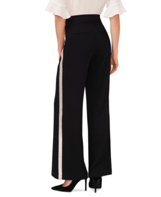 CeCe Women's Rhinestone Trim Wide-Leg Pants 