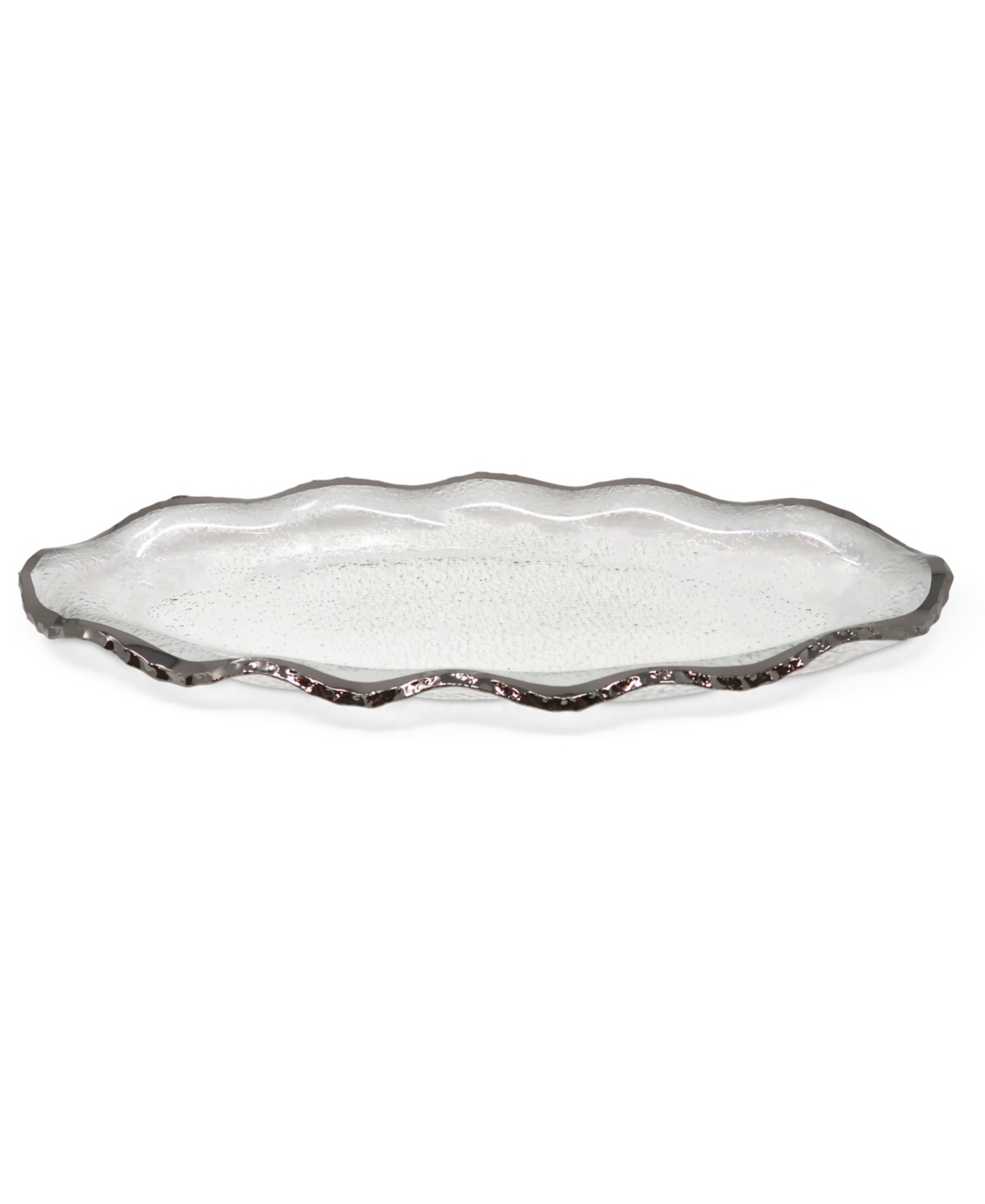 Glass Plate withTone Scalloped Rim, L - Silver