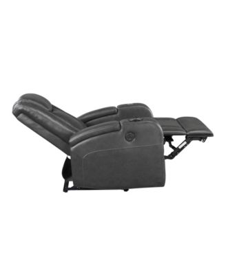 White Label Bryce 36" Power Reclining Chair with Wireless Charger, Cooling Cup-Holder, Storage Arms, Speakers, Led Light and USB Port