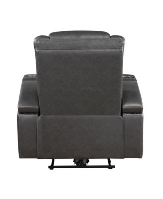 White Label Bryce 36" Power Reclining Chair with Wireless Charger, Cooling Cup-Holder, Storage Arms, Speakers, Led Light and USB Port