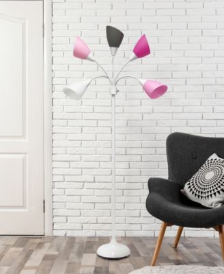 Simple Designs 5 Light Adjustable Gooseneck Floor Lamp with Shades