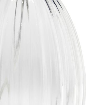 17.63" Contemporary Fluted Glass Bedside Table Lamp with Gray Fabric Shade