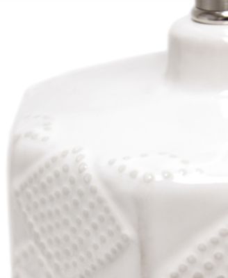 19" Contemporary Bohemian Ceramic Eyelet Pattern Floral Textured Bedside Table Lamp with White Fabric Shade