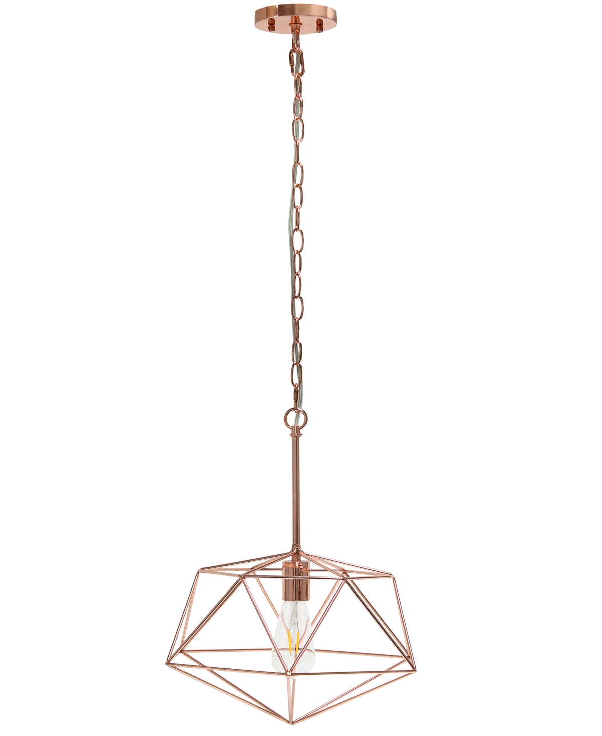 All The Rages 1 Light 16" Modern Metal Wire Paragon Hanging Ceiling Pendant Fixture In Rose Gold