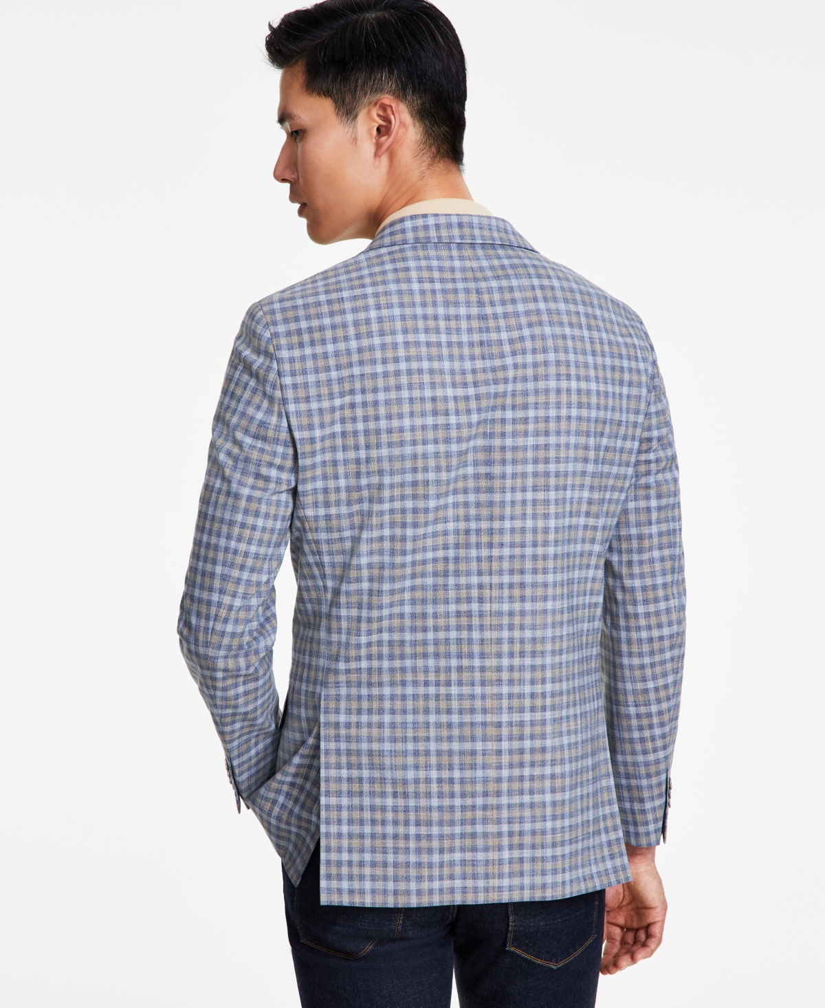Tommy Hilfiger Men's Modern-Fit Windowpane Sport Coat -tan