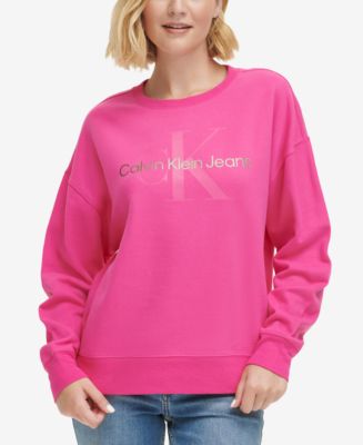 Calvin Klein Jeans Women's West Village Foiled Logo-Print Sweatshirt ...