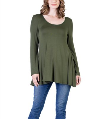 Women's Long Sleeve Swing Style Flare Tunic Top