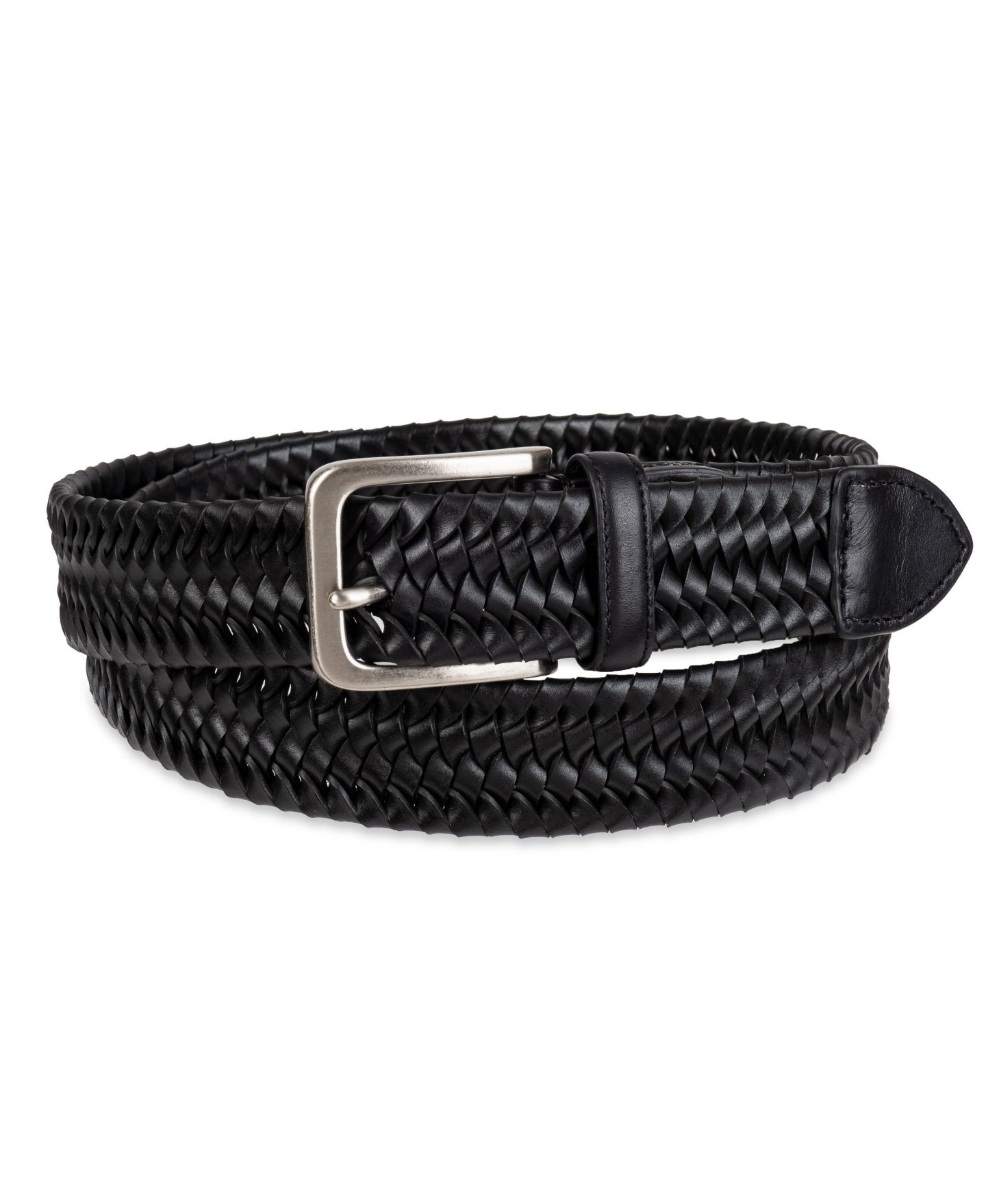 Мужской ремень Tommy Bahama Casual Stretch Braided Leather Belt, цвет: Чёрный — фото 1