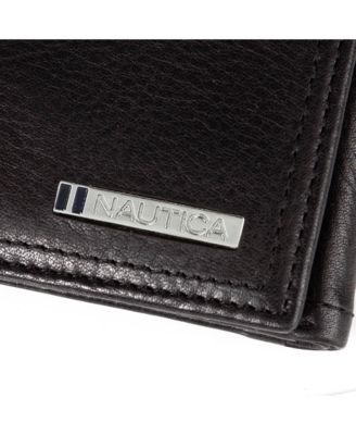 Men's Enameled Logo Leather Trifold Wallet
