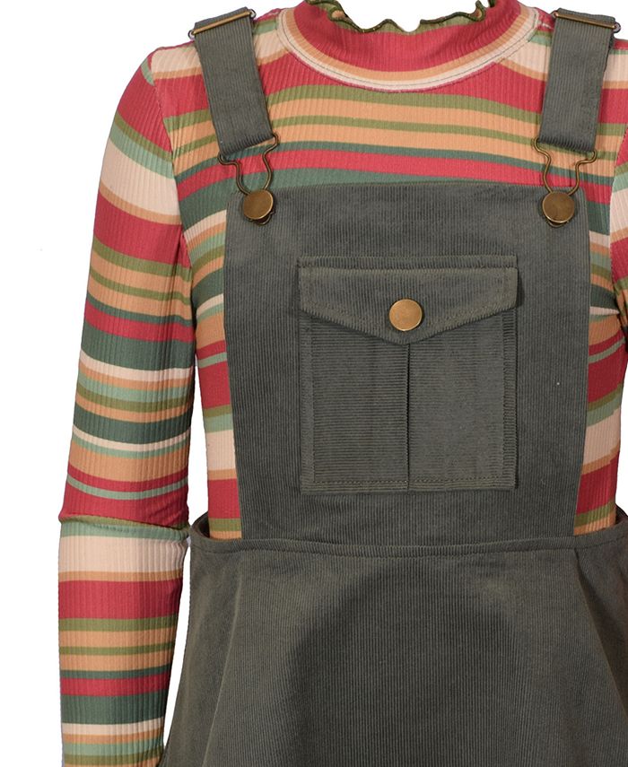 Bonnie Jean Big Girls Corduroy Jumper Dress and Knit Top, 2Piece Set