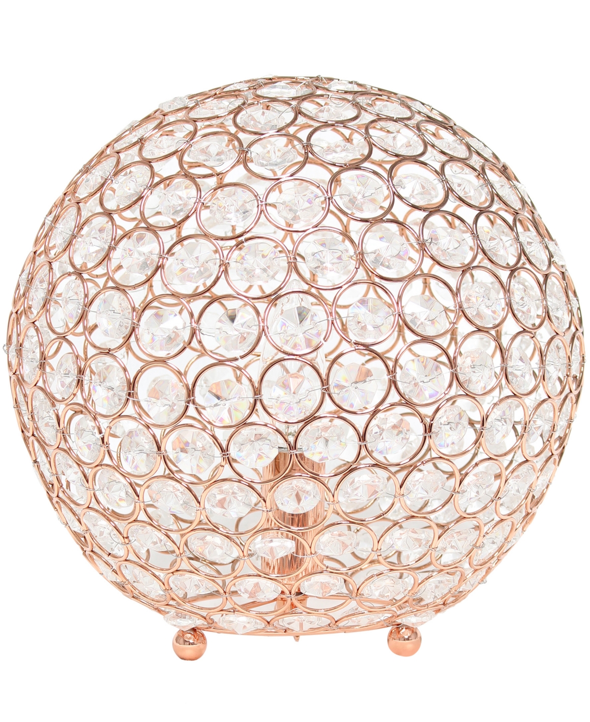 All The Rages Lalia Home Elipse 10" Crystal Orb Table Lamp In Rose Gold