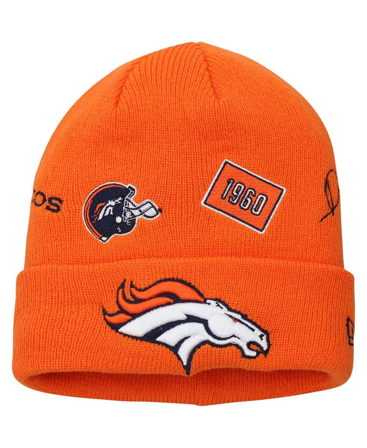 Shop New Era Big Boys And Girls  Orange Denver Broncos Identity Cuffed Knit Hat