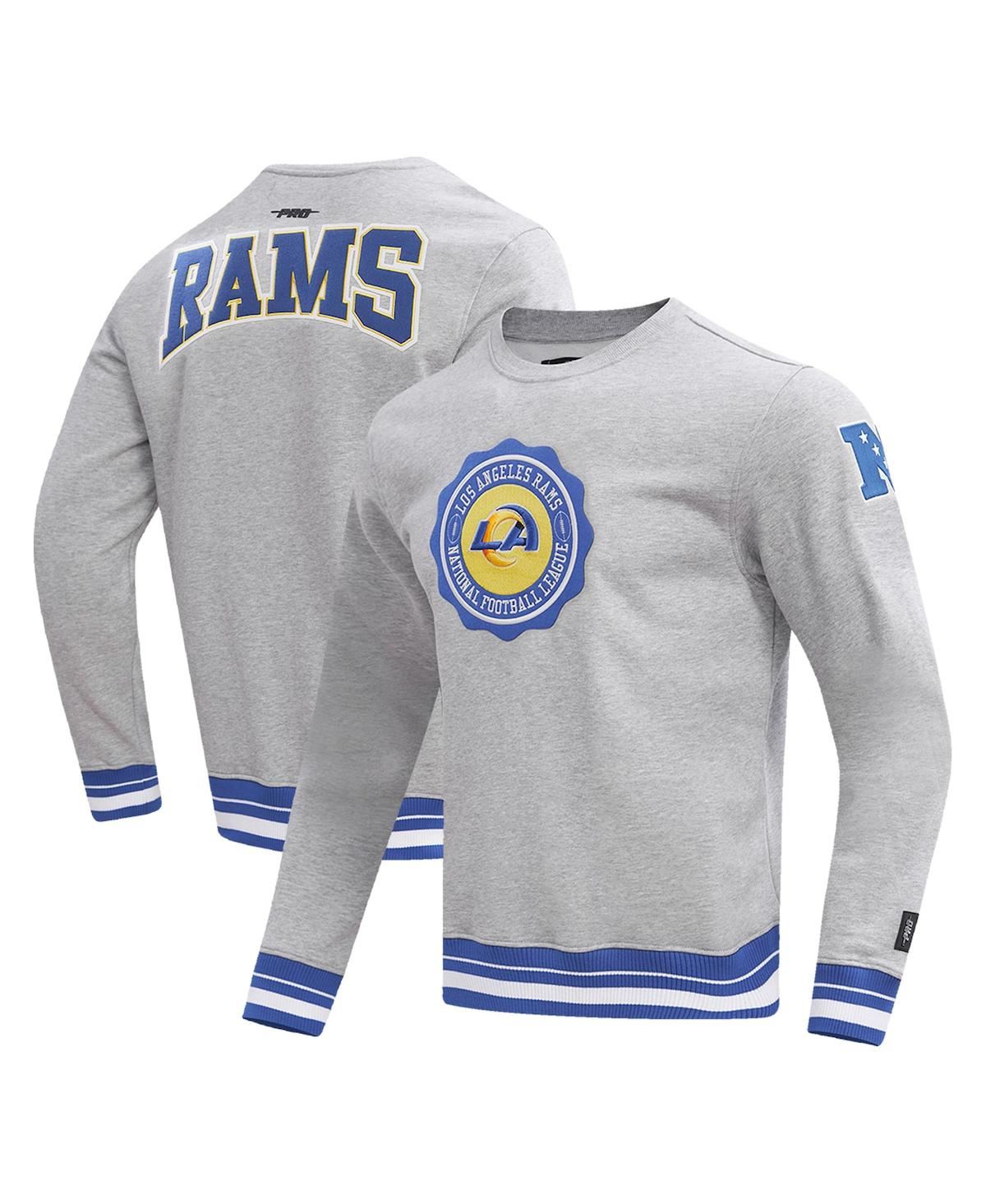 Shop Pro Standard Men's  Heather Gray Los Angeles Rams Crest Emblem Pullover Sweatshirt