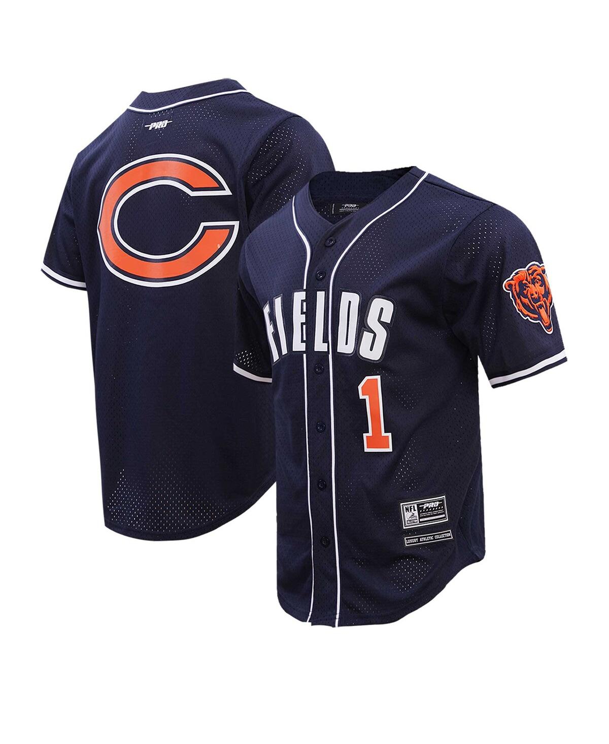 Shop Pro Standard Men's  Justin Fields Navy Chicago Bears Baseball Player Button-up Shirt