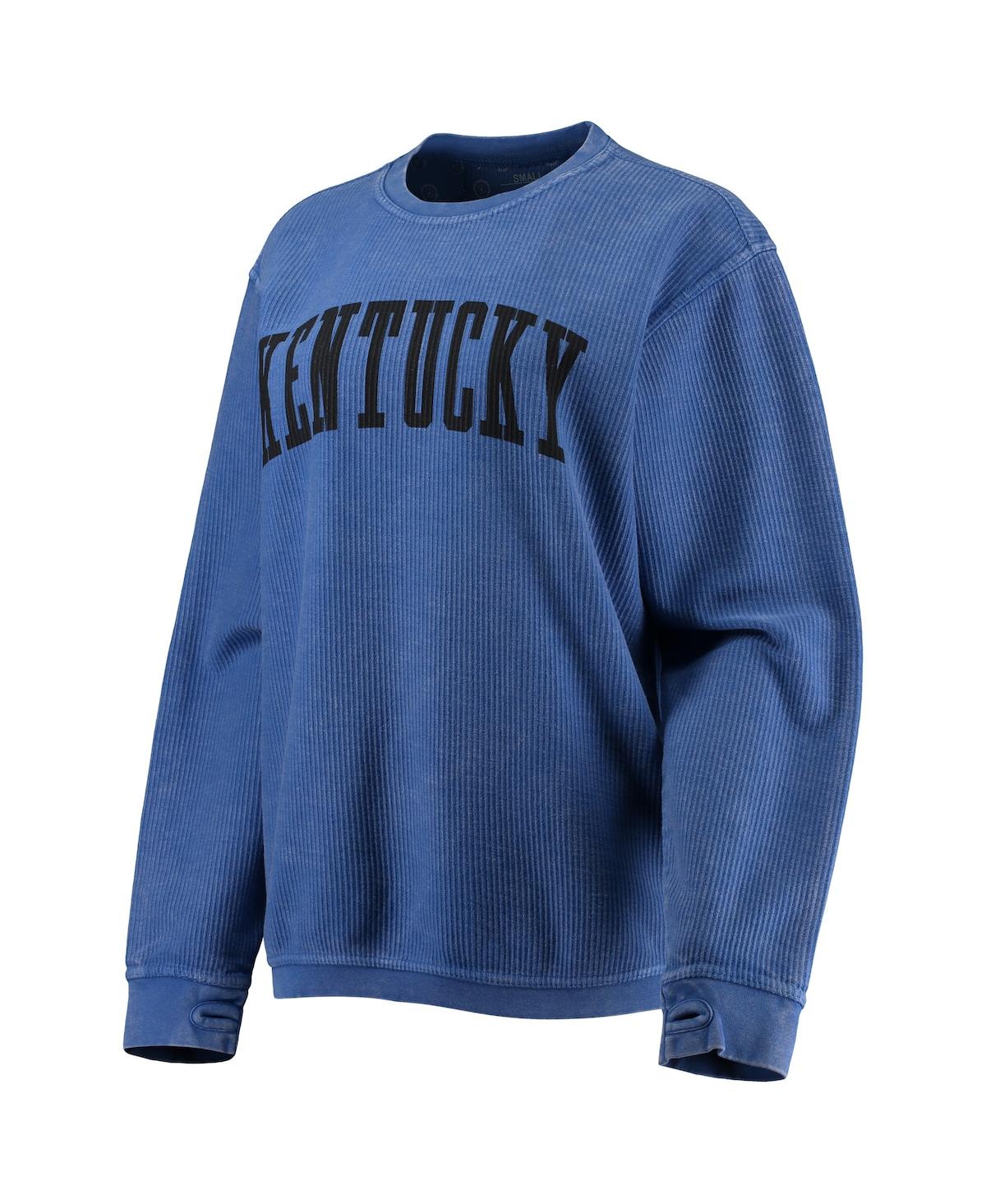 Shop Pressbox Women's  Royal Kentucky Wildcats Comfy Cord Vintage-like Wash Basic Arch Pullover Sweatshirt